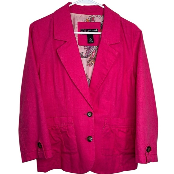 Peck & Peck Linen Blend Lightweight Summer Pink Blazer - Picture 1 of 16